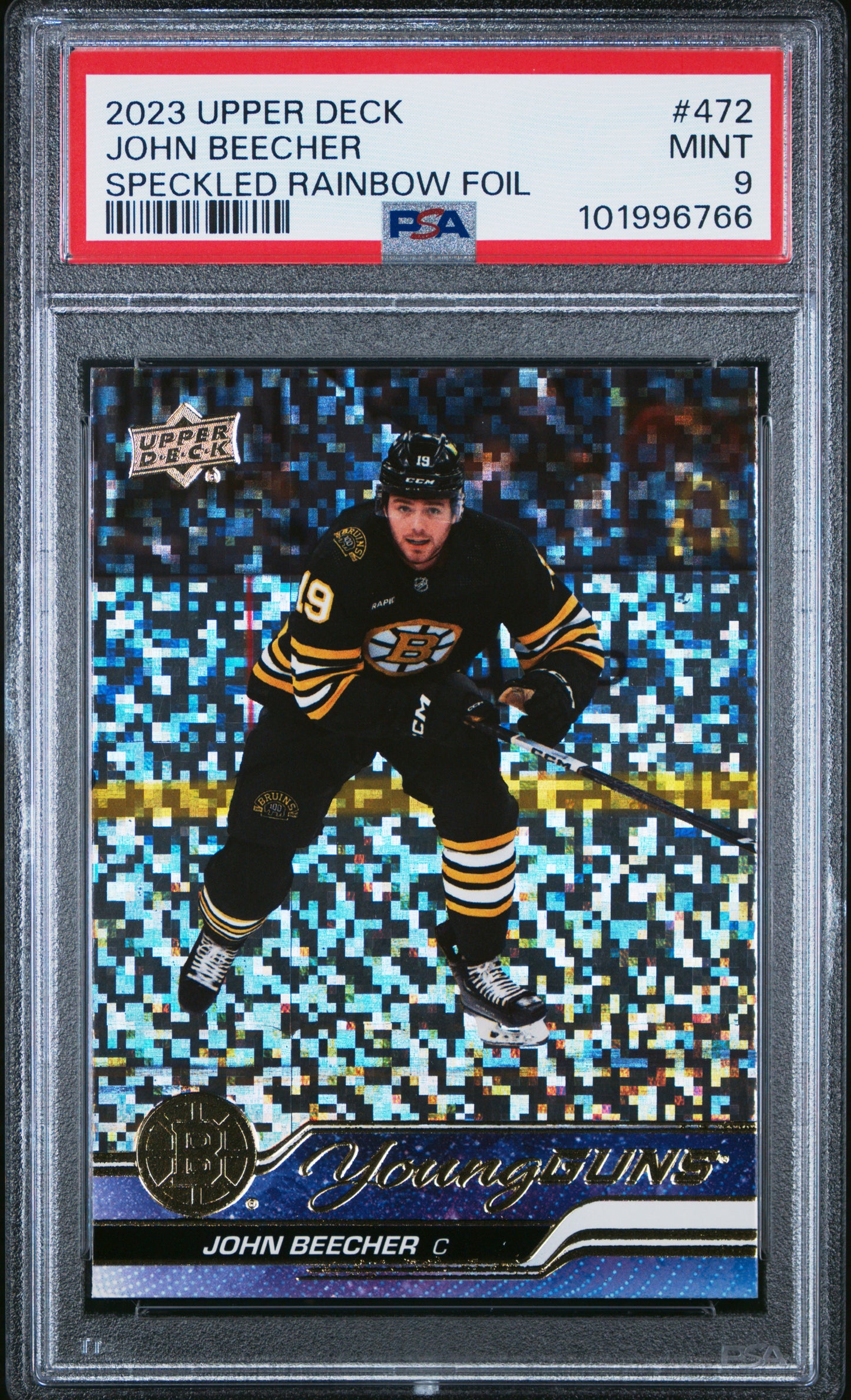 2023 UPPER DECK JOHN BEECHER 472 SPECKLED RAINBOW FOIL PSA MINT 9