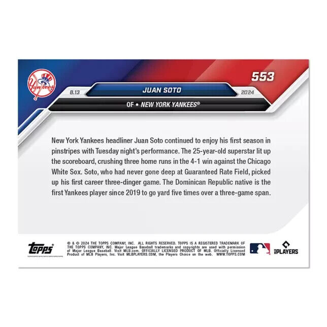 Juan Soto - 2024 MLB TOPPS NOW Card 553
