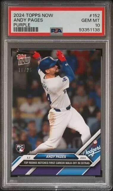 2024 TOPPS NOW Andy Pages Purple PSA 10 /25