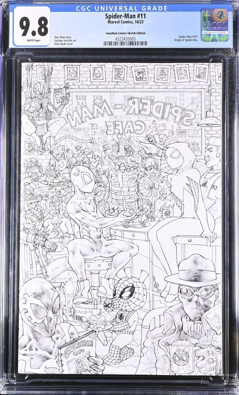 Spider-Man #11 Alan Quah Variant C CGC 9.8 Sketch LTD 500 (2023)