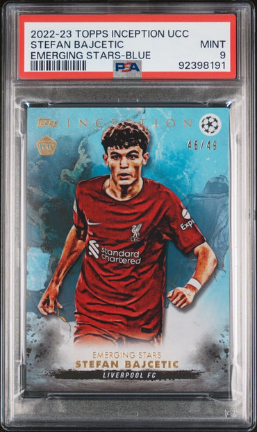 2022-23 TOPPS INCEPTION UEFA STEFAN BAJCETIC EMERGING STARS-BLUE PSA 9 /49