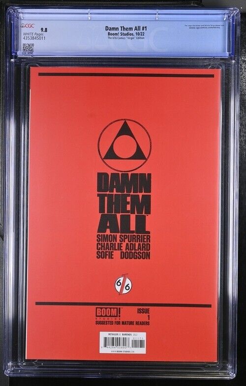 Damn them All #1 Exclusive Virgin Variant Barends CGC 9.8 (2022)