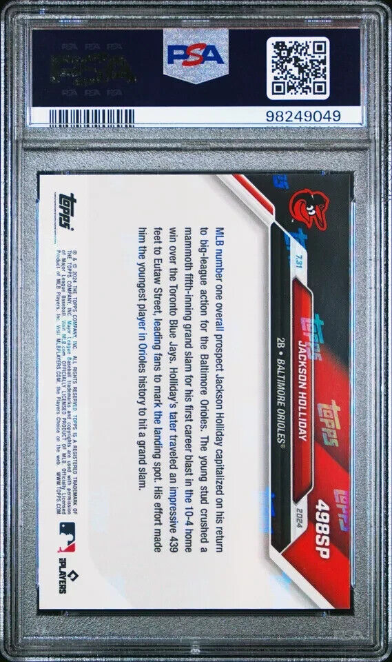 2024 TOPPS NOW 498SP JACKSON HOLLIDAY SHORT PRINT ROOKIE PSA 10