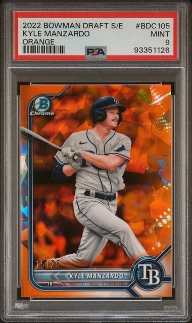2022 BOWMAN DRAFT CHROME SAPPHIRE EDITION Kyle Manzardo /25 Orange Mint 9