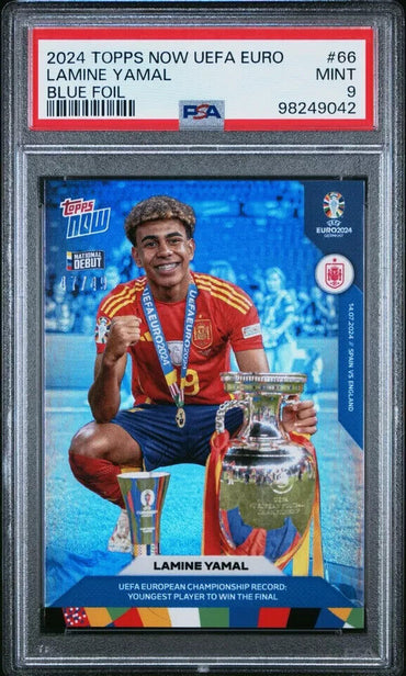 2024 TOPPS NOW UEFA EURO 66 LAMINE YAMAL BLUE FOIL PSA 9 /49