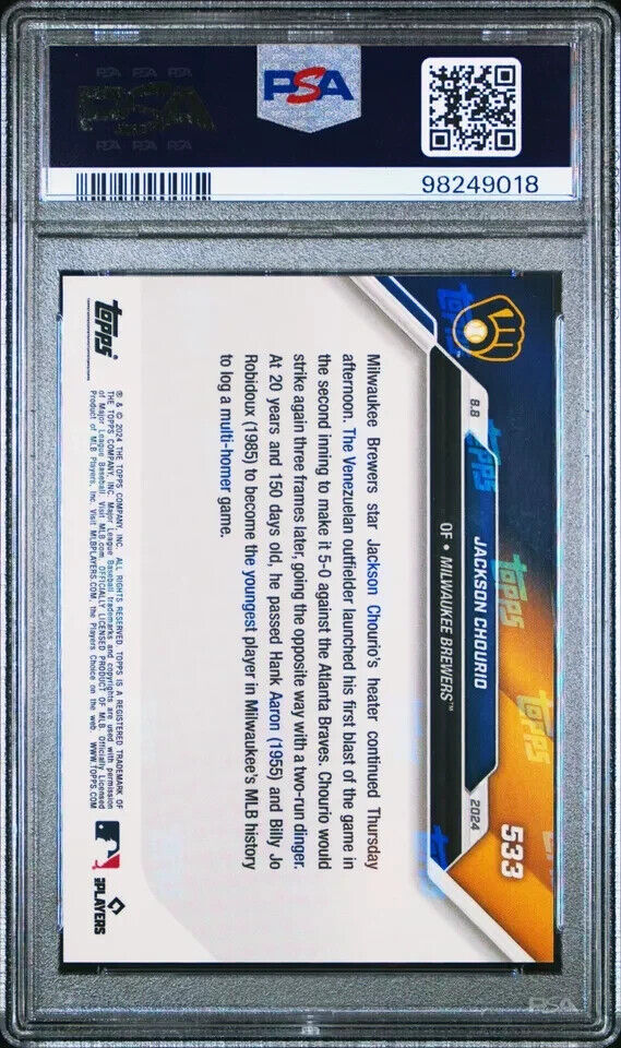 2024 TOPPS NOW 533 JACKSON CHOURIO ORANGE RC PSA 10 /5