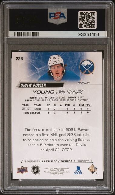 2022 UPPER DECK Owen Power 228 Mint 9