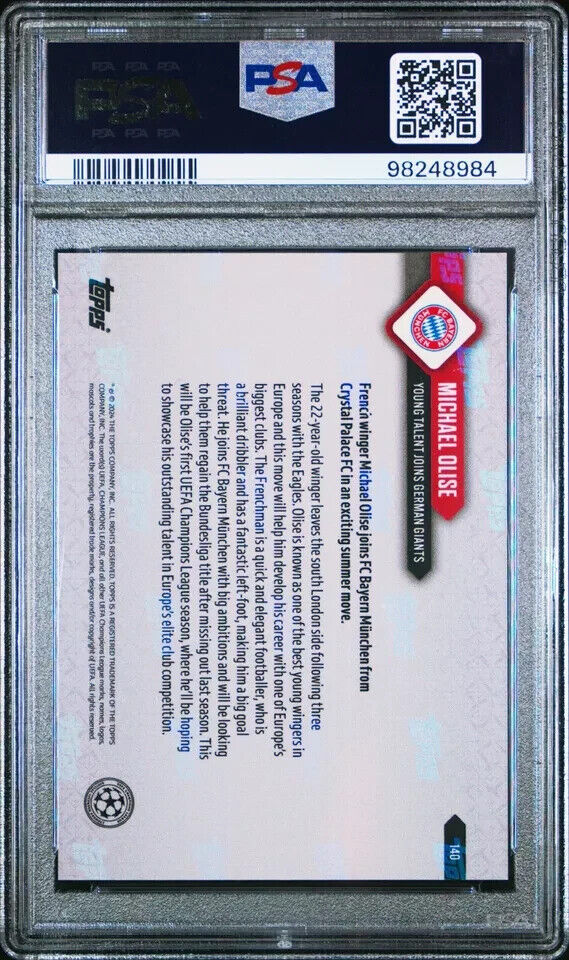 2023 TOPPS NOW UEFA CHAMPIONS LEAGUE 140 MICHAEL OLISE PURPLE PSA 9 /49