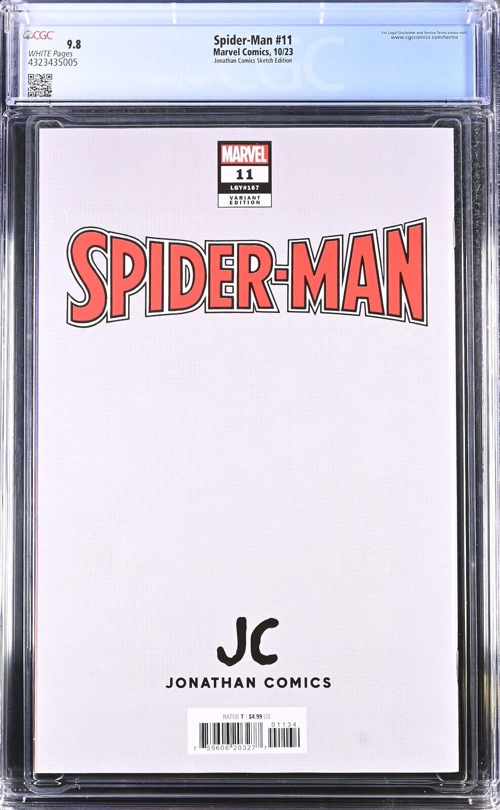 Spider-Man #11 Alan Quah Variant C CGC 9.8 Sketch LTD 500 (2023)