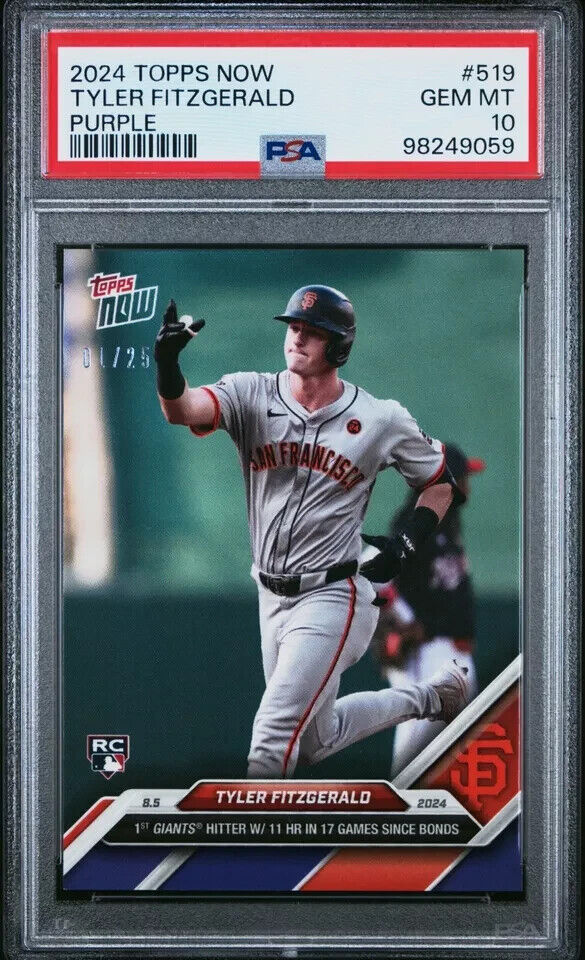 2024 TOPPS NOW 519 TYLER FITZGERALD PURPLE RC Rookie PSA 10 /25