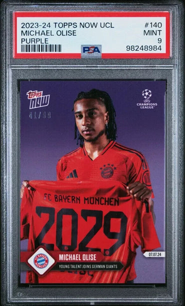 2023 TOPPS NOW UEFA CHAMPIONS LEAGUE 140 MICHAEL OLISE PURPLE PSA 9 /49