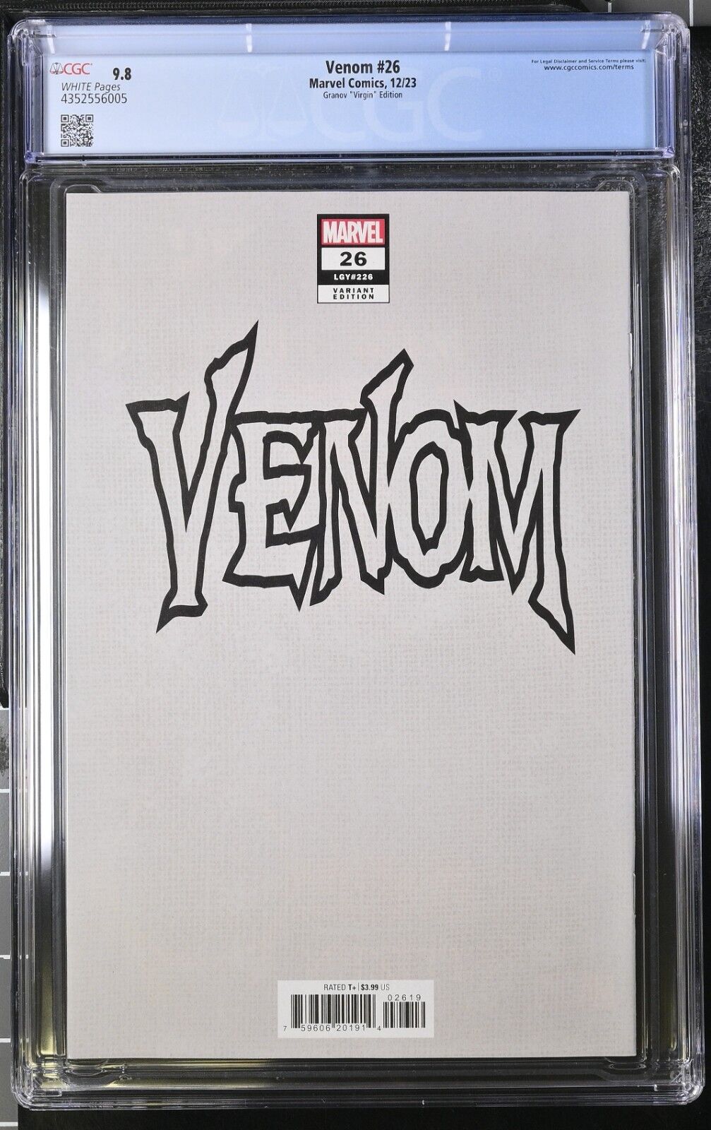Venom #26 Granov ""Virgin"" Edition 1:100 CGC 9.8 (2023)