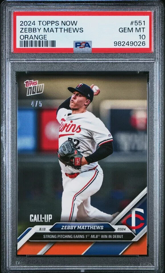 2024 TOPPS NOW 551 ZEBBY MATTHEWS ORANGE PSA 10 /5