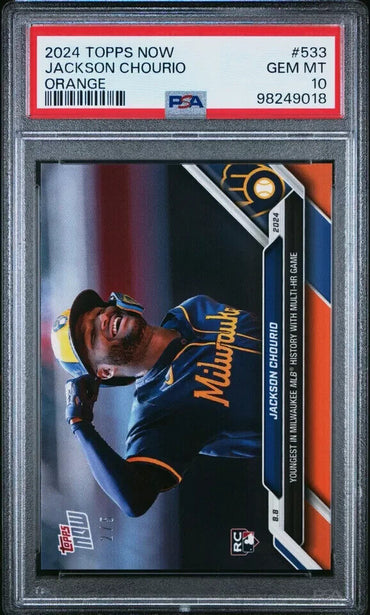 2024 TOPPS NOW 533 JACKSON CHOURIO ORANGE RC PSA 10 /5