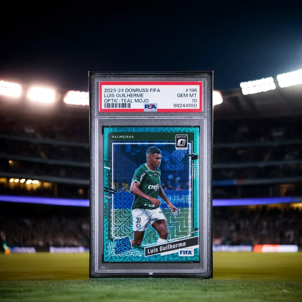 2023-24 PANINI DONRUSS FIFA 196 LUIS GUILHERME OPTIC-TEAL MOJO GEM MINT 10 /49