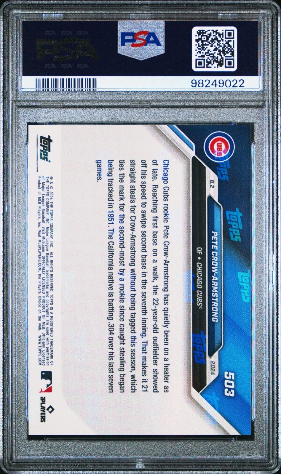 2024 TOPPS NOW 503 PETE CROW-ARMSTRONG RED PSA 10 /10