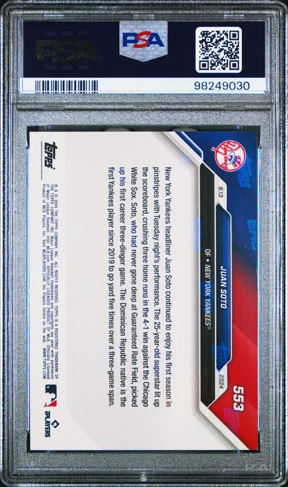 2024 TOPPS NOW 553 JUAN SOTO PURPLE PSA 10 /25