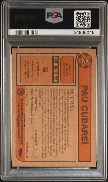 2024 TOPPS LIVING UEFA PAU CUBARSI 672 PSA 10