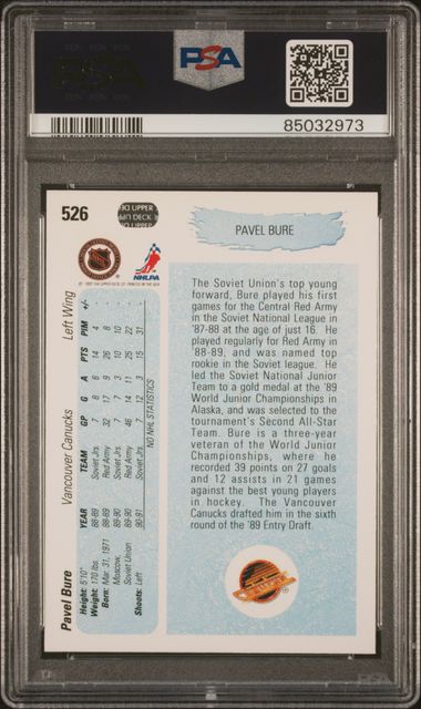 1990 UPPER DECK PAVEL BURE 526 PSA MINT 9