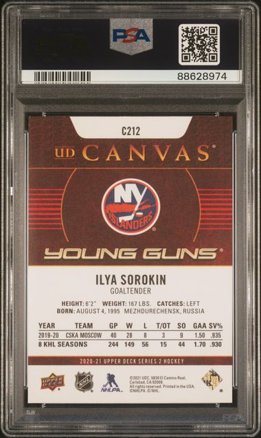2020 UPPER DECK UD CANVAS ILYA SOROKIN C212 UD CANVAS PSA MINT 9