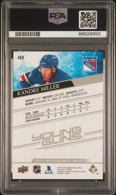 2020 UPPER DECK K'ANDRE MILLER 469 PSA NM-MT 8