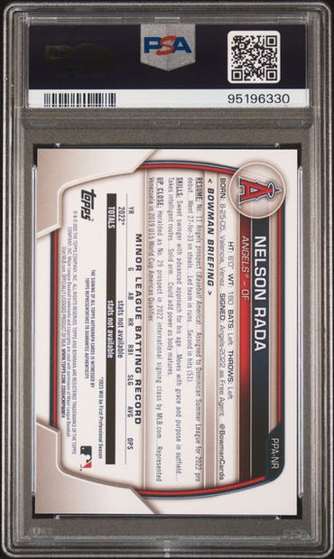 2023 BOWMAN PROSPECT AUTOGRAPHS NELSON RADA   PPANR  PROSPECT AUTOGRAPHS-BLUE PSA NM 7  /150
