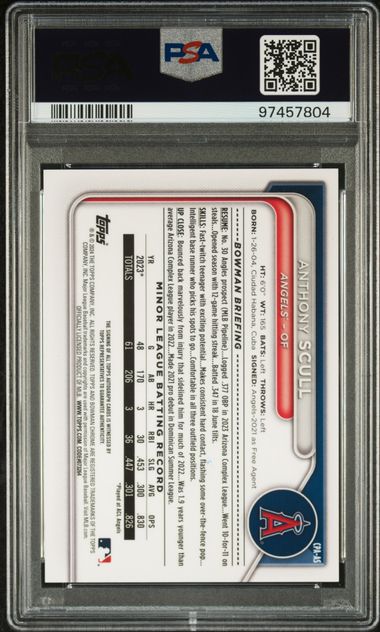 2024 BOWMAN CHROME PROSPECT AUTOGRAPHS ANTHONY SCULL CPAAS CHR PRSPCT AU-HTA RED WAVE PSA GEM MT 10