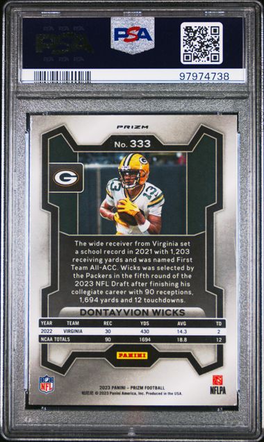 2023 PANINI PRIZM DONTAYVION WICKS 333 DISCO PRIZM PSA NM 7