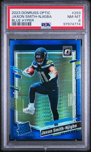 2023 PANINI DONRUSS OPTIC JAXON SMITH-NJIGBA 293 BLUE HYPER PSA NM-MT 8