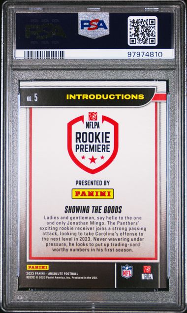 2023 PANINI ABSOLUTE INTRODUCTIONS JONATHAN MINGO 5 GOLD SPCTRM PSA 6 /10