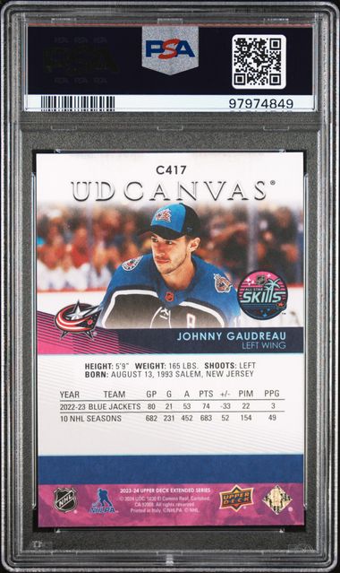 2023 UPPER DECK UD CANVAS JOHNNY GAUDREAU C417 PSA NM-MT 8