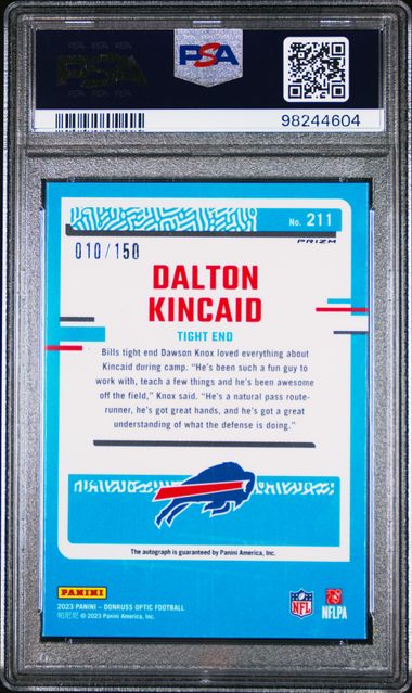 2023 PANINI DONRUSS OPTIC DALTON KINCAID 211 AUTOGRAPH-HOLO PSA MINT 9 /150