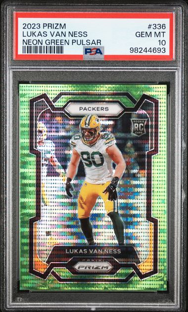 2023 PANINI PRIZM LUKAS VAN NESS 336 NEON GREEN PULSAR PSA GEM MT 10