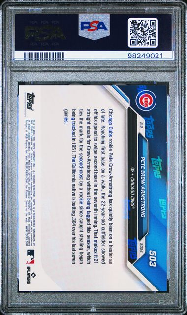 2024 TOPPS NOW PETE CROW-ARMSTRONG 503 PURPLE PSA GEM MT 10 /25