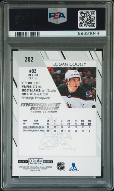 2023 O-PEE-CHEE PLATINUM LOGAN COOLEY 202 PSA MINT 9