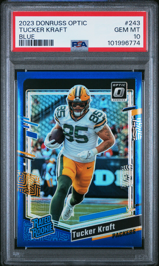 2023 PANINI DONRUSS OPTIC TUCKER KRAFT   243  BLUE PSA GEM MT 10  /199