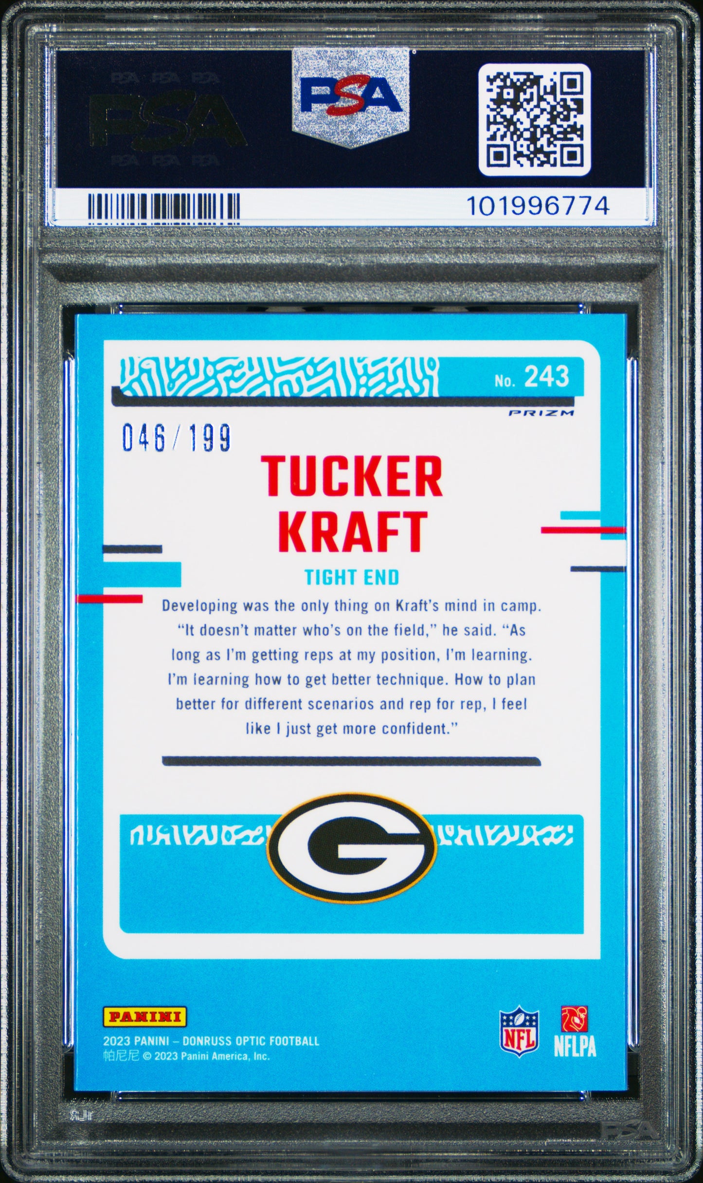 2023 PANINI DONRUSS OPTIC TUCKER KRAFT   243  BLUE PSA GEM MT 10  /199