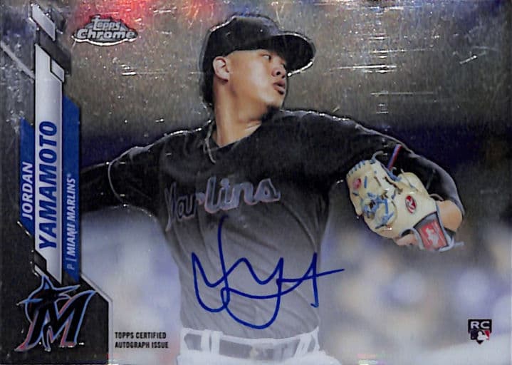 Jordan Yamamoto 2020 Topps Chrome ROOKIE AUTO RA-JY Raw RC Miami Marlins