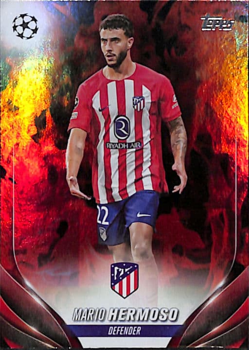Mario Hermoso Topps 2024 Chrome #106 Red Inferno Refractor Atletico De Madrid