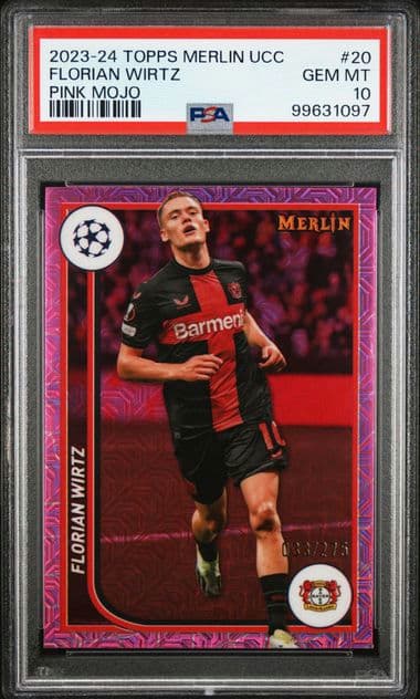 2023-24 TOPPS UEFA CLUB COMPETITIONS FLORIAN WIRTZ 20 PINK MOJO PSA 10 /275