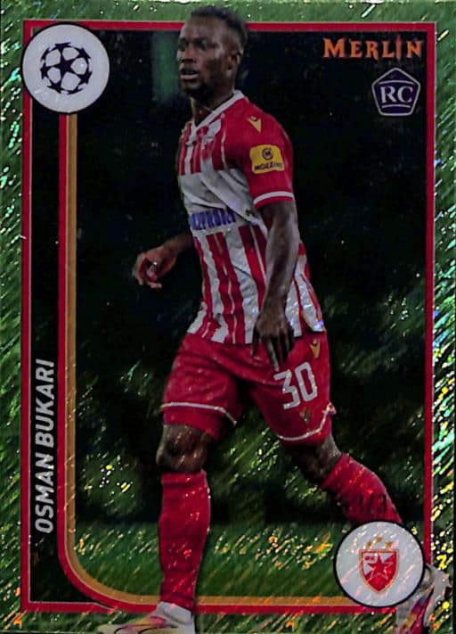 Osman Bukari 2024 Topps Merlin #60 Green Shimmer ROOKIE FK Crvena Zvezda /399
