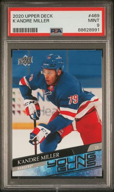 K'Andre Miller 2020 Upper Deck #469 PSA 9 Mint RC Rookie New York Rangers