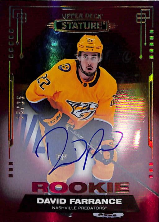 2021-22 Upper Deck Stature Nashville Predators David Farrance #126 RC AUTO /35