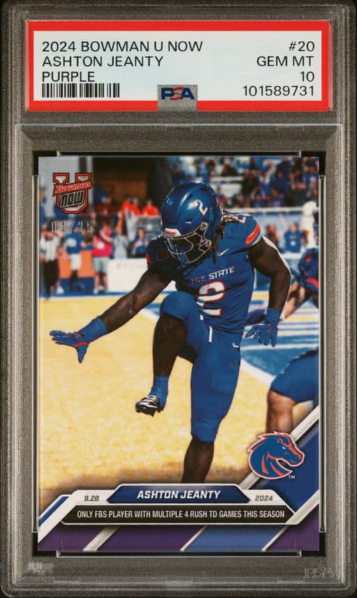 2024 BOWMAN U NOW ASHTON JEANTY 20 PURPLE PSA GEM MT 10 /25