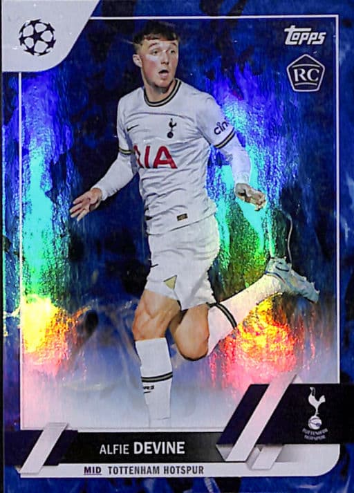 Alfie Devine 2023 Topps Blue Inferno #129 ROOKIE Tottenham Hotspur /125