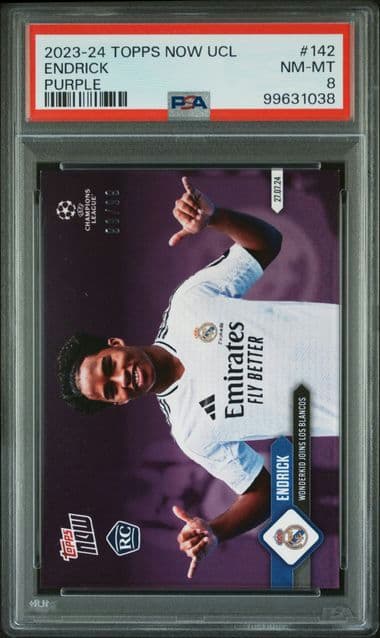 2023 TOPPS NOW UEFA CHAMPIONS LEAGUE ENDRICK 142 PURPLE PSA NM-MT 8 /99