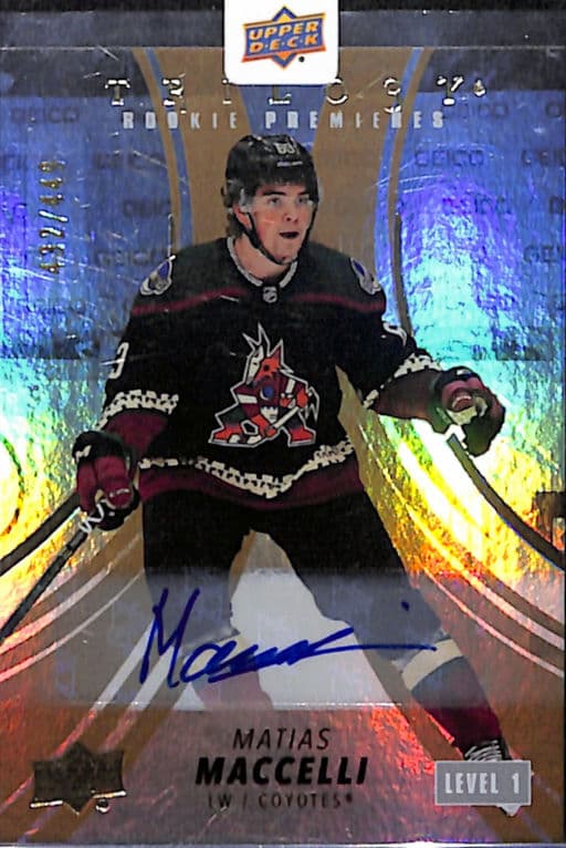Matias Maccelli 2022-23 Trilogy Rookie Premieres #112 Level 1 AUTO Coyotes /449