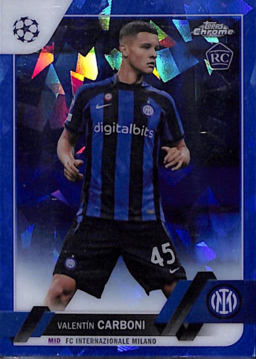 Valentin Carboni 2023 Topps Chrome #6 Sapphire ROOKIE FC Internazionale Milano