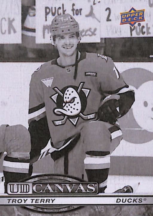 Troy Terry 2025-26 Upper Deck Canvas C-55 B&W Anaheim Ducks