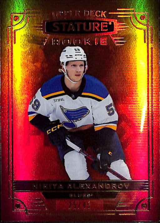 2022-23 Upper Deck Stature Orange St. Louis Blues Nikita Alexandrov RC #135 /45